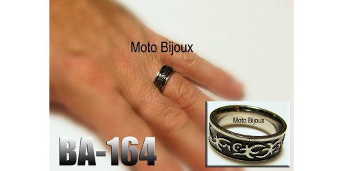 Ba-164, Bague motif Tribal,  Acier inoxidable